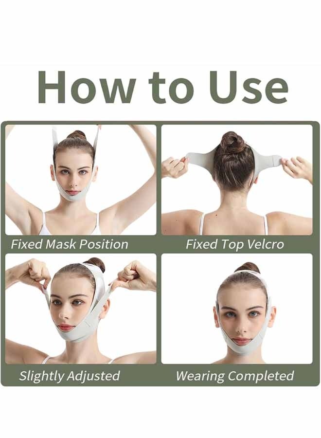 حزام للذقن أثناء النوم، جهاز لتقليل الذقن المزدوجة للنساء، جهاز لتشكيل خط الفك، قناع رفع قابل للتعديل على شكل حرف V، رقعة لرفع الذقن، حزام وجه قابل لإعادة الاستخدام على شكل حرف V، قناع وجه ليلي مصمم خصيصًا للوجه المترهل. - Image 3